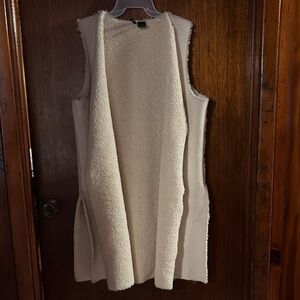 New Directions Cream Textured Long Vest